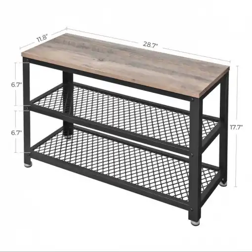 Premium Bancheta cu suport pantofi Model Armando, Bej/Negru, 73x30x45.5 cm