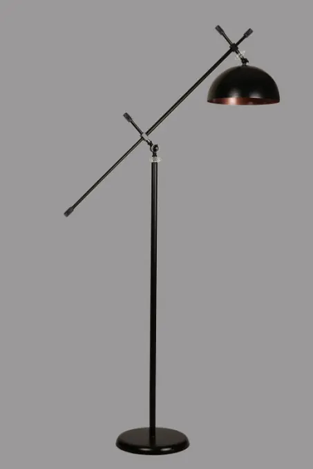 Retur ușor Lampadar Hans lambader siyah ayak retro 3 baslikli Negru/Crom