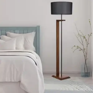 Lampadar Menekse Ceviz Ahsap Lambader Silindir Hasir Siyah Abajurlu Negru/Nuc Cumpără acum