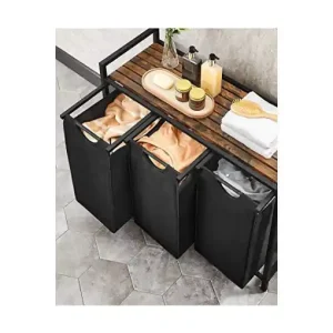 Cos de rufe Vasagle, 3 compartimente, BLH301B01, Maro Rustic Retur ușor