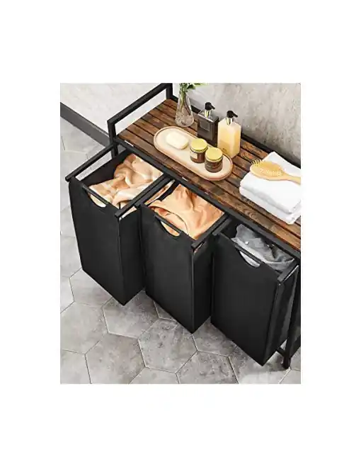 Cos de rufe Vasagle, 3 compartimente, BLH301B01, Maro Rustic Retur ușor