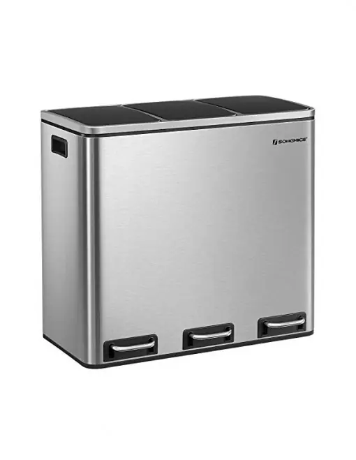 Cos de reciclare, Songmics, 3 compartimente, LTB54NL, 3 x 18 L Cel mai vândut
