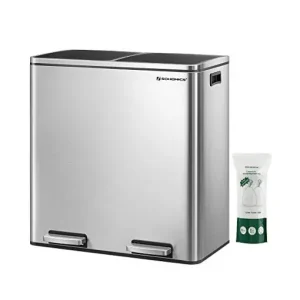 Reducere extra Cos de reciclare, Songmics, 2 compartimente, LTB60NL, 2 x 30 L