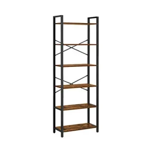 Biblioteca Vasagle, Model Dior, 66x30x186 cm, Maro Rustic/Negru Ofertă limitată