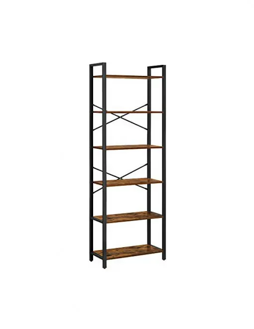 Biblioteca Vasagle, Model Dior, 66x30x186 cm, Maro Rustic/Negru Ofertă limitată