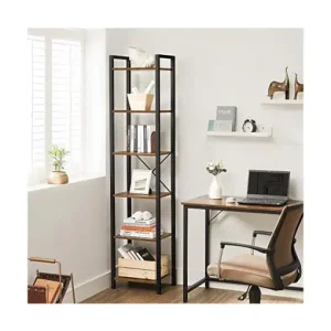Biblioteca Vasagle, Model Elian, 30x40187.5 cm, Maro Rustic/Negru Noutate