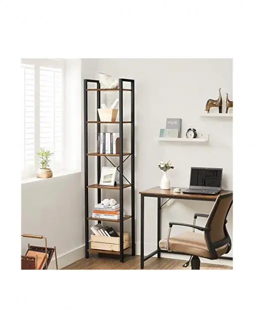 Biblioteca Vasagle, Model Elian, 30x40187.5 cm, Maro Rustic/Negru Noutate