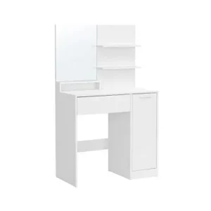 Super ofertă Masa de Toaleta cu oglinda Model Rowland, Alb, 80x40x132 cm