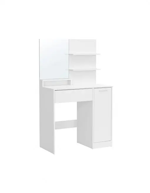Super ofertă Masa de Toaleta cu oglinda Model Rowland, Alb, 80x40x132 cm