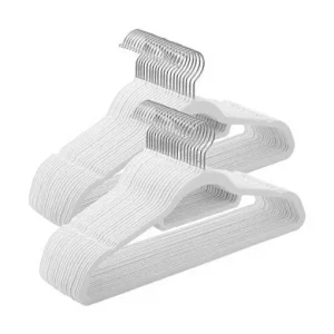 Plată sigură Set 50 de umerase din catifea, Songmics, 43.5 cm, CRF020W02, Alb