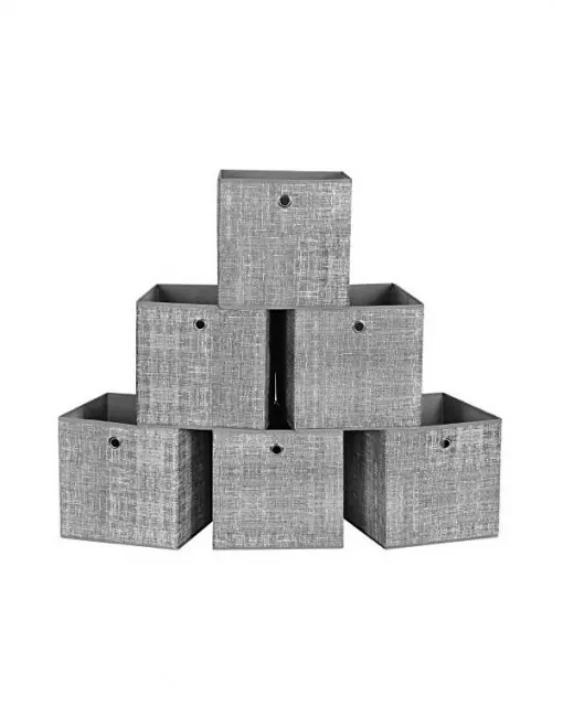 Set 6 cuburi de depozitare, Songmics, 30 x 30 x 30 cm, RFB02LG-3, Gri Ofertă specială