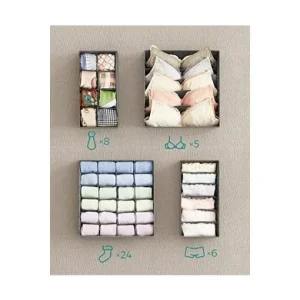 Set 8 organizatoare pentru sertare, Songmics, 32 x 10 x 32 cm, RUS08GY, Gri Discount