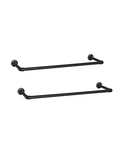 Lichidare de stoc Set 2 sine de haine montaj perete, Songmics, 92 x 30 x 7,5 cm, HSR67BK02, Negru