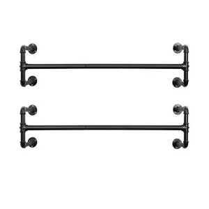 Doar azi Set 2 sine de haine montaj perete, Songmics, 110 x 30 x 29.3 cm, HSR64BK-02 Negru