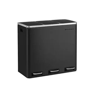 Lichidare de stoc Cos de reciclare, Songmics, 3 compartimente, 3 x 18 L, LTB54BK, Negru