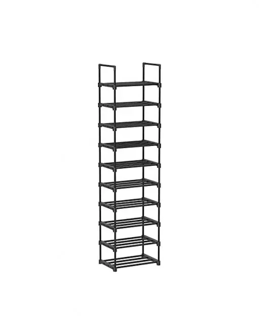 Reduceri Raft pentru Pantofi cu 10 Polițe Model Jad, Negru, 30x45x174 cm,