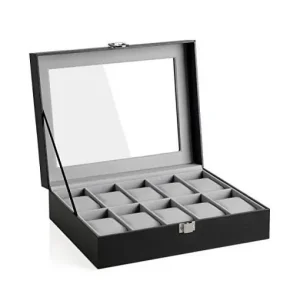 Cutie pentru ceasuri Model Preston, Negru, 21x25x8.5 cm Reducere extra