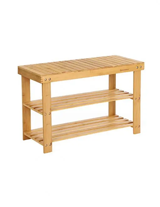 Banca cu suport pantofi Model Isabelle, Natural, 28.5x70x45 cm Reducere specială