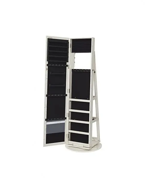 Dulap de bijuterii Model Holt, Alb, 55x55x160 cm Ofertă exclusivă