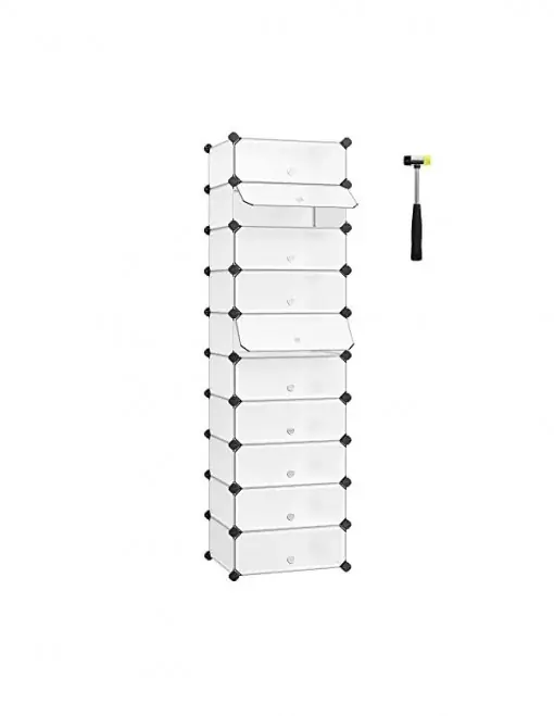 Ultima șansă Suport de pantofi, Songmics, 10 compartimente, 40 x 30 x 17 cm, LPC10W, 20 perechi
