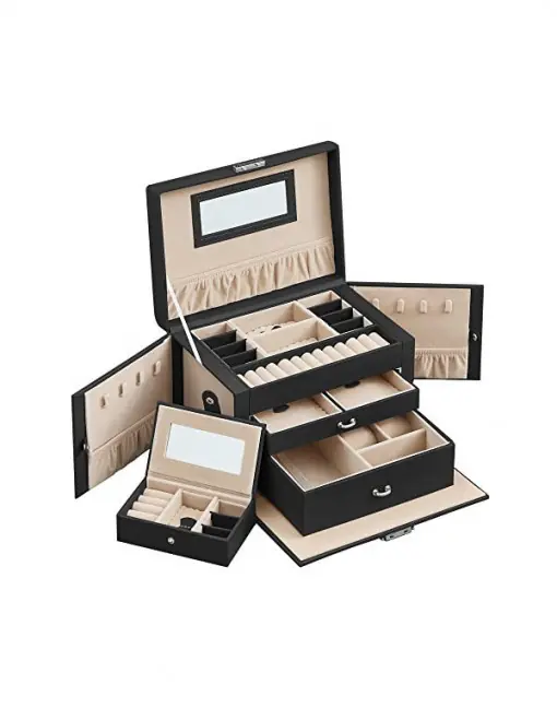 Set 2 cutii de bijuterii Model Analia, Negru, 26x18x17 cm Cumpărături sigure