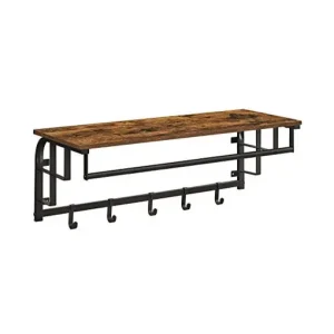 Cuier cu raft Model Phelps, Maro Rustic/Negru, 30x80x27 cm Livrare rapidă