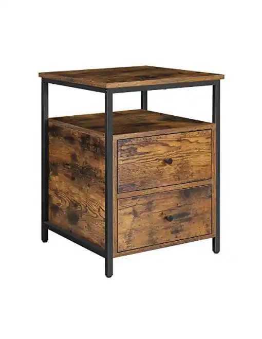Cumpără acum Noptiera, Vasagle, 2 sertare, Maro Rustic, LET067B01, 45 x 45 x 60 cm