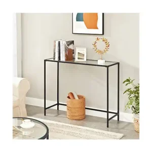 Calitate înaltă Consola Model Kai, Negru, 100x35x80 cm, blat sticla securizata