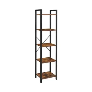 Biblioteca Vasagle, Model Edgar, 40x30x153 cm, Maro Rustic/Negru Disponibil imediat