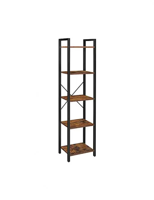 Biblioteca Vasagle, Model Edgar, 40x30x153 cm, Maro Rustic/Negru Disponibil imediat