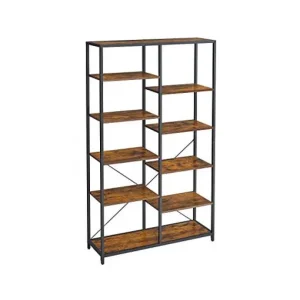 Ofertă exclusivă Biblioteca Vasagle, Model Mitchell, 30x100x170 cm, Maro Rustic/Negru