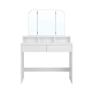 Comandă acum Masa de Toaleta cu oglinda Model Jaxson, Alb, 100x40x142 cm
