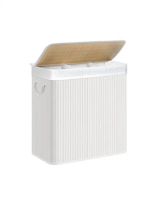 Cos pentru rufe, Songmics, 150 L, Alb, LCB091W01, Alb, 60 x 40 x 61 cm Premium