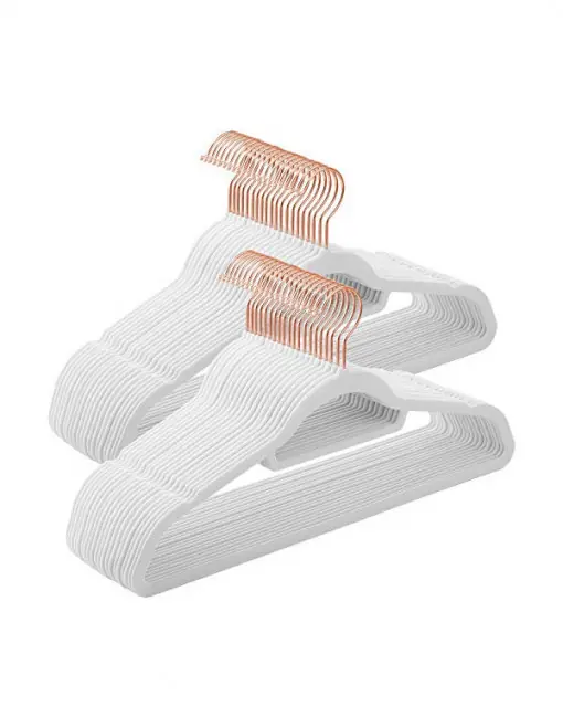 Reducere extra Set 50 umerase din catifea, Songmics, Alb, CRF021W02, Alb + Roz