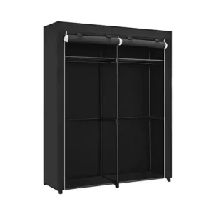 Reducere Dulap haine textil Model Villanueva, Negru, 140x43x174 cm