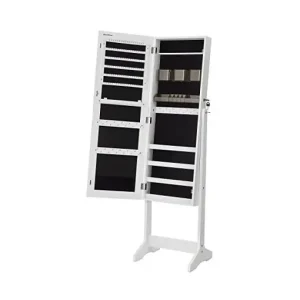 Dulap pentru depozitare bijuterii cu oglinda Model Harleigh, Argintiu/Roz, 41.2x36.5x152 cm Premium