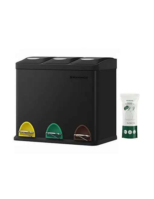 Cos de reciclare, Songmics, 3 x 8L, LTB24BK, Negru Cumpără acum