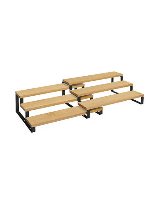 Preț promoțional Set 2 Rafturi organizatoare pentru Bucatarie Model Braelynn, Natural/Negru