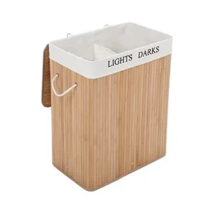 Cos de rufe, Songmics, Lemn, Natural, LCB64Y, 100L, 52 x 32 x 62 cm Ieftin