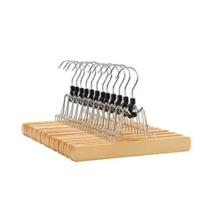 Reducere de preț Set 12 umerase din lemn, Songmics, Pentru pantaloni, CRW007-12, Natural, 9.8 x 8.7 cm