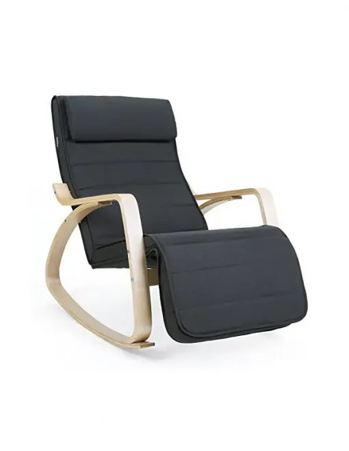 Livrare expres Fotoliu balansoar, Songmics, Gri, LYY10G, 150 Kg, 67 x 115 x 91 cm