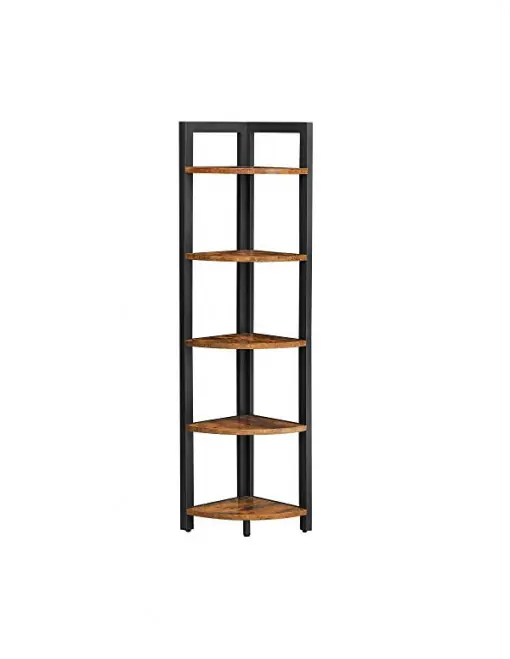 Lichidare de stoc Raft de colț Model Nataly, Maro rustic/Negru, 30x30x150 cm