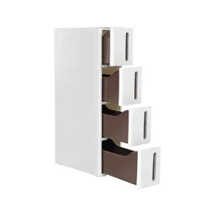 Dulap de depozitare cu sertare, Songmics, Alb/Maro, 45 x 17 x 83 cm, KFR08WT Expediere rapidă