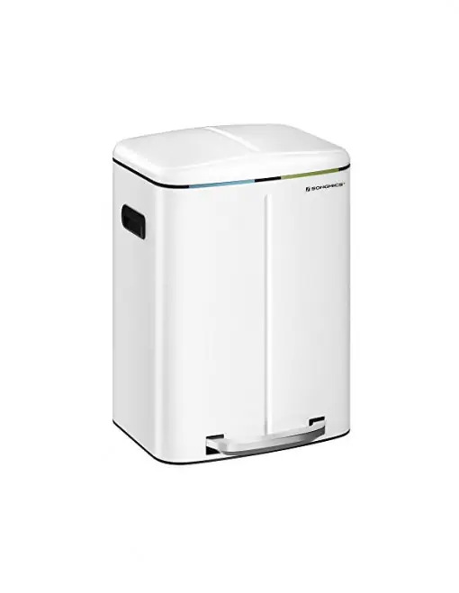 Discount Cos de reciclare, Songmics, 2 x 20L, Alb, LTB40WT, Soft-Close