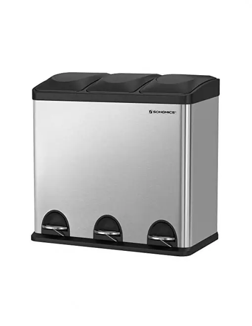 Ofertă limitată Cos de reciclare, Songmics, 54L, Silver+Black, LTB54L
