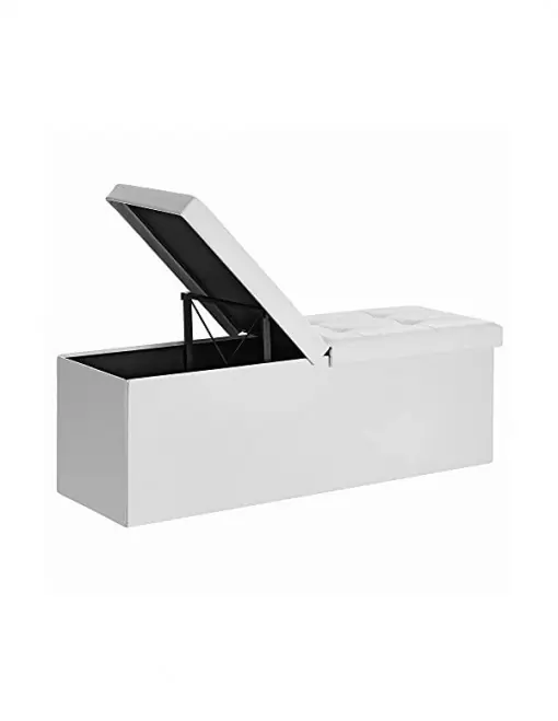 Bancheta de depozitare, Songmics, 120 L, LSF75WT, Alb, 300 Kg, 110 x 38 x 38 cm Bestseller