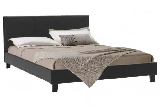 Preț mic Pat dublu 150x200 cm Nevil 144 Negru Mat