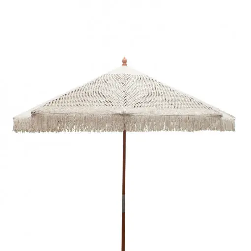Umbrela stil mileu Brilie lemn-macrame D2.70x2.60m ecru Disponibil imediat