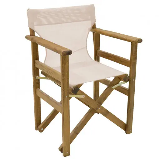 Scaun regizor Retto fag masiv culoarea nuc, PVC bej-alb Livrare rapidă