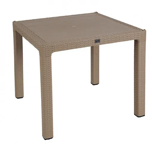 Masa exterior Explore cu protectie UV plastic culoare cappuccino 90x90x73.5cm Disponibil imediat